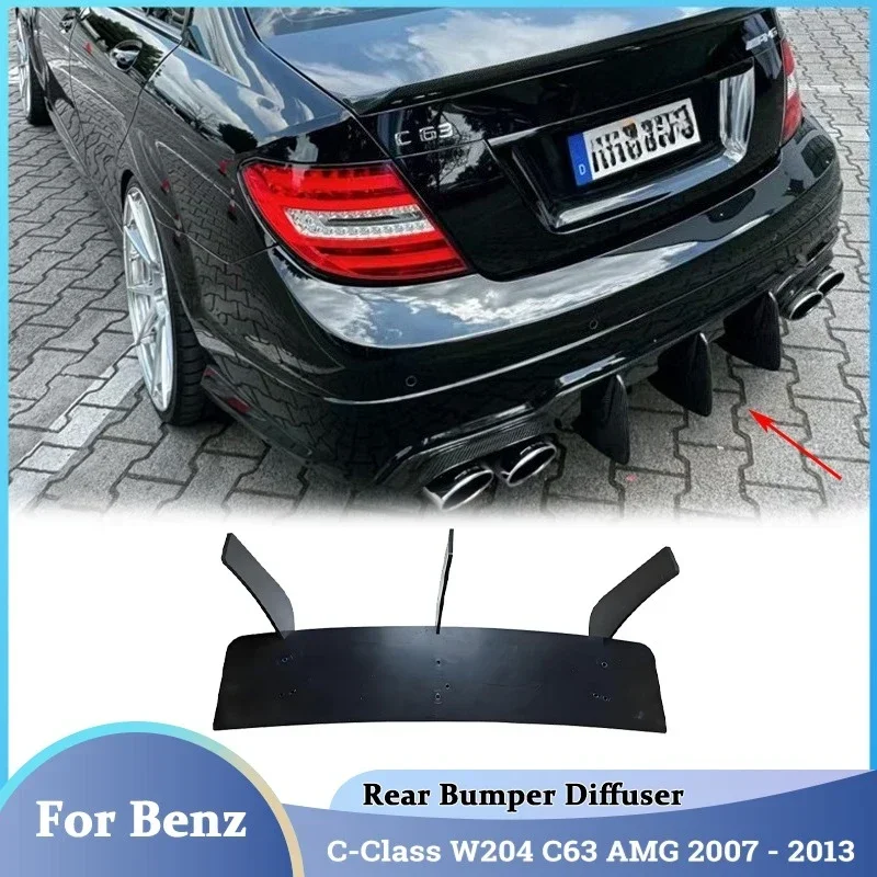 Rear Bumper Diffuser Spoiler Lip for Benz C-Class W204 C63 AMG C300 Sport Sedan Coupe 2007-2013 Lower Plate Spoiler Blade Trim