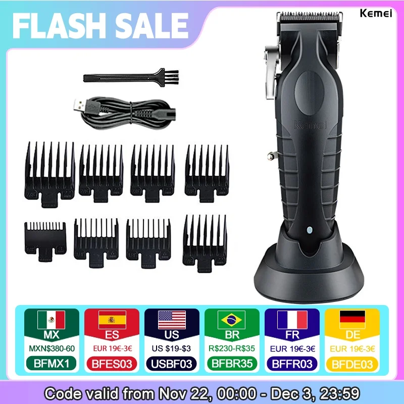 Kemei KM-2296 Professional Hair Clipper for Men Hair Cutting Machine with Seat Charger Hair Trimmer Machine Haircut Machine