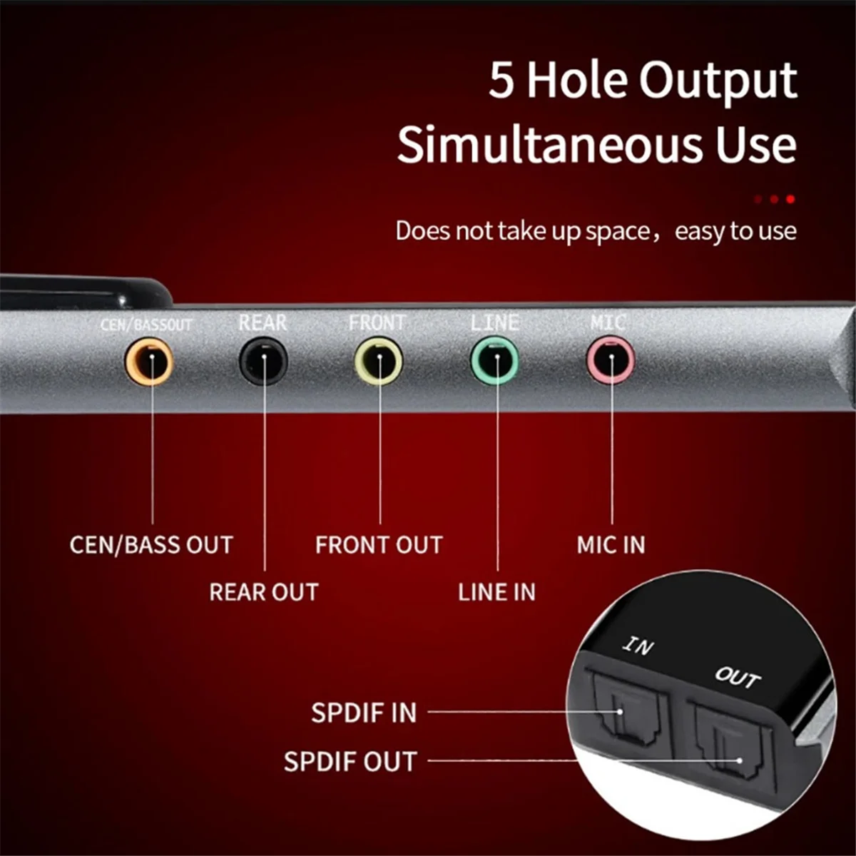 N98R 6 في 1 كارت الصوت للكمبيوتر 5.1 USB كارت الصوت الخارجي متعدد الوظائف محول الصوت لأجهزة الكمبيوتر المحمول الألومنيوم كارت الصوت