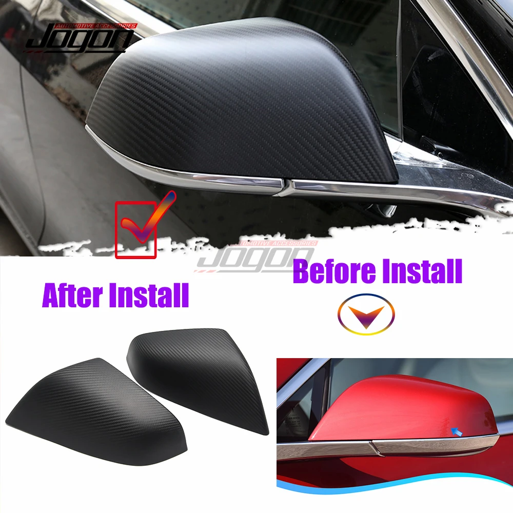 

2PCS Rear View Mirror Protective Cover Trim For Tesla Model S 2017 2018 2019 2020 Car Matte Carbon Fiber Side Mirror Shell Caps