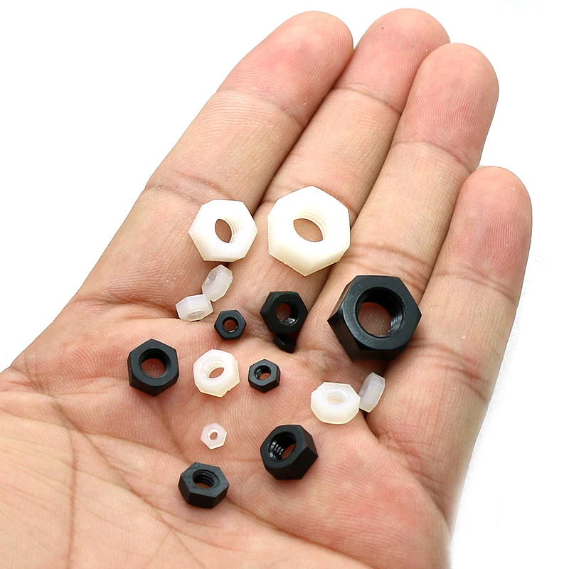 2-100pcs M2 M2.5 M3 M4 M5 M6 Nylon Plastic Hex Nuts White Black Nylon Nut Insulation Hexagon Locknut