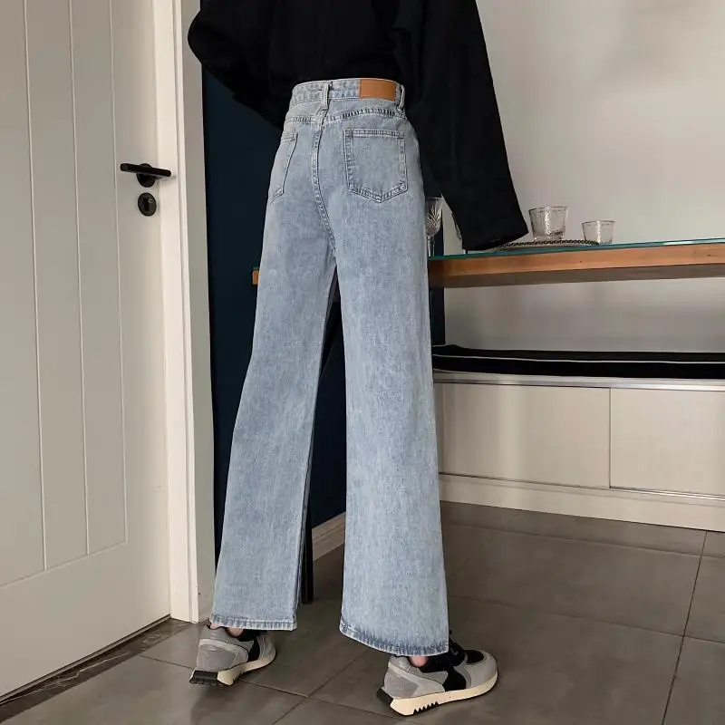 Jeans Women Korean Student Trendy Ins Streetwear  Style Simple Ladies Autumn Cowboy Side-slit Girl All-match S-5XL Vintage