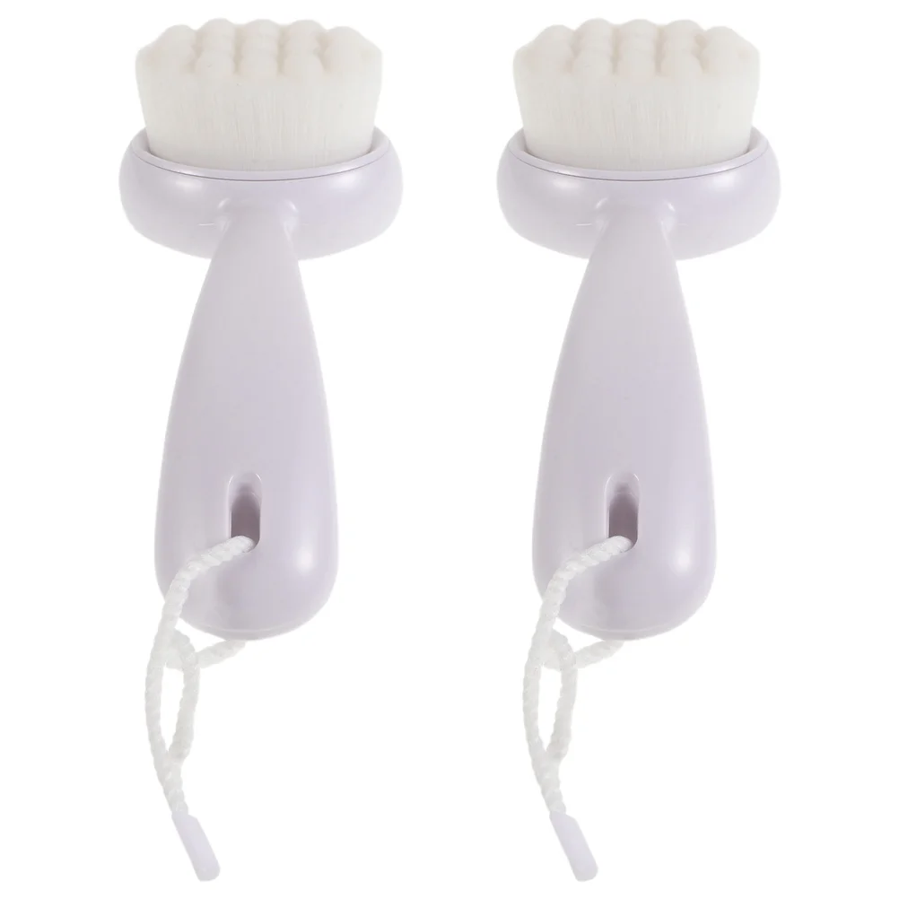2 pezzi setole morbide viso scrubber esfoliante manico lungo per la rimozione dei punti neri spazzola manuale per la pulizia del viso strumento di pulizia profonda