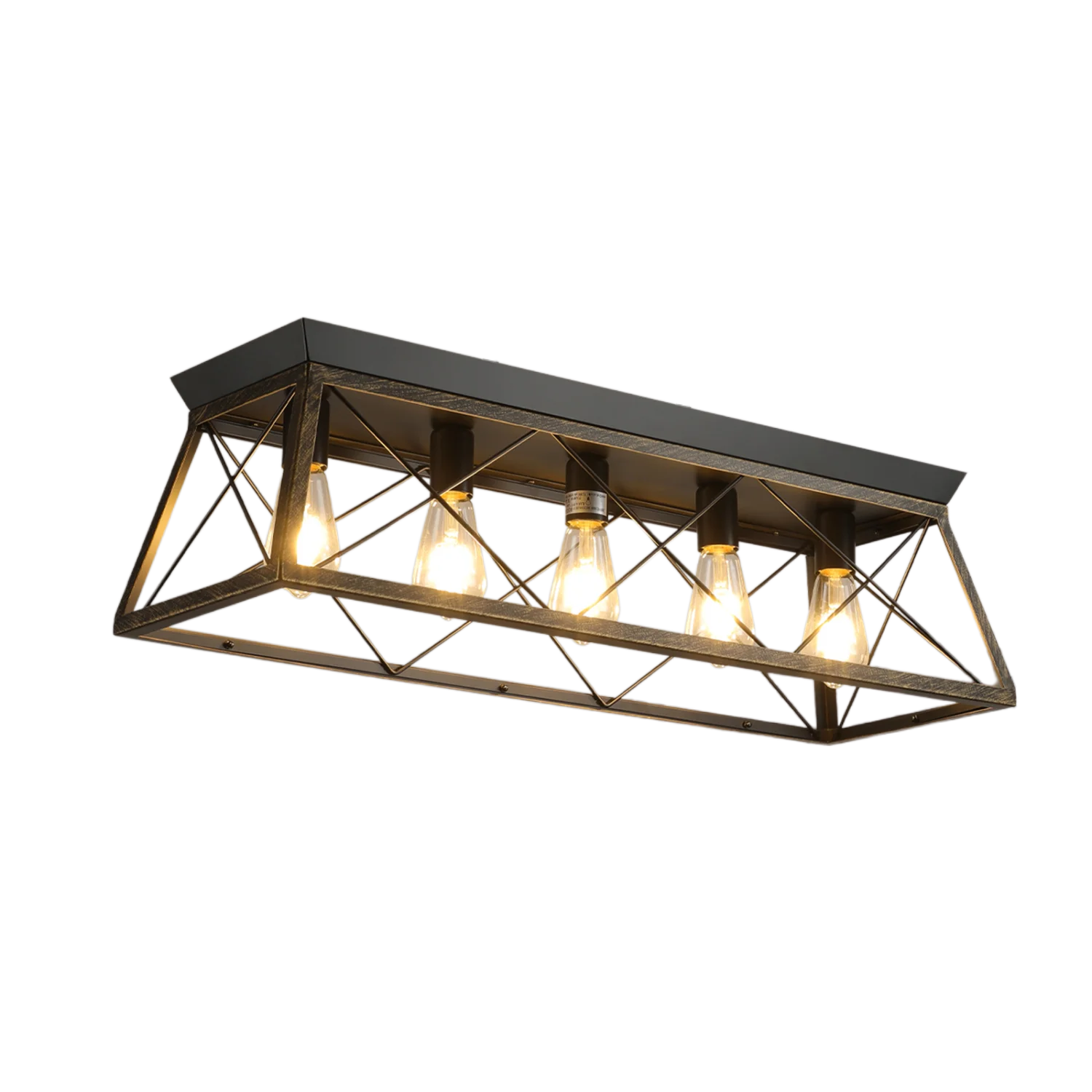 

5-Light Rustic Farmhouse Chandelier, Modern Metal Pendant Island Light Fixture for Dining Room, Kitchen, and Living Room - Black