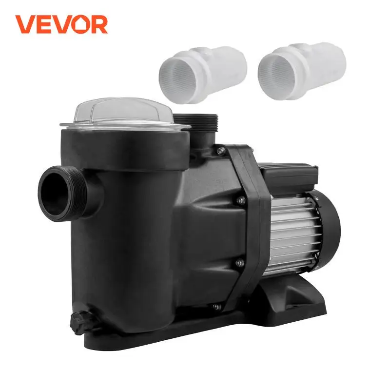 VEVOR 230V Swimming Pool Pump 1HP 750W Motor In/Above Ground Inlet/Outlet 52.6ft / 47.6ft Quiet For Clean Swimming Pool Water