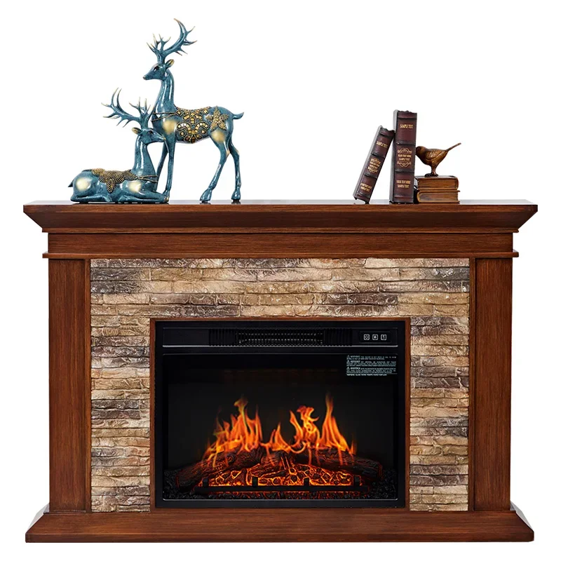 American style one meter brown retro heating 1.2 electric fireplace simulation flame homestay white decorative cabinet