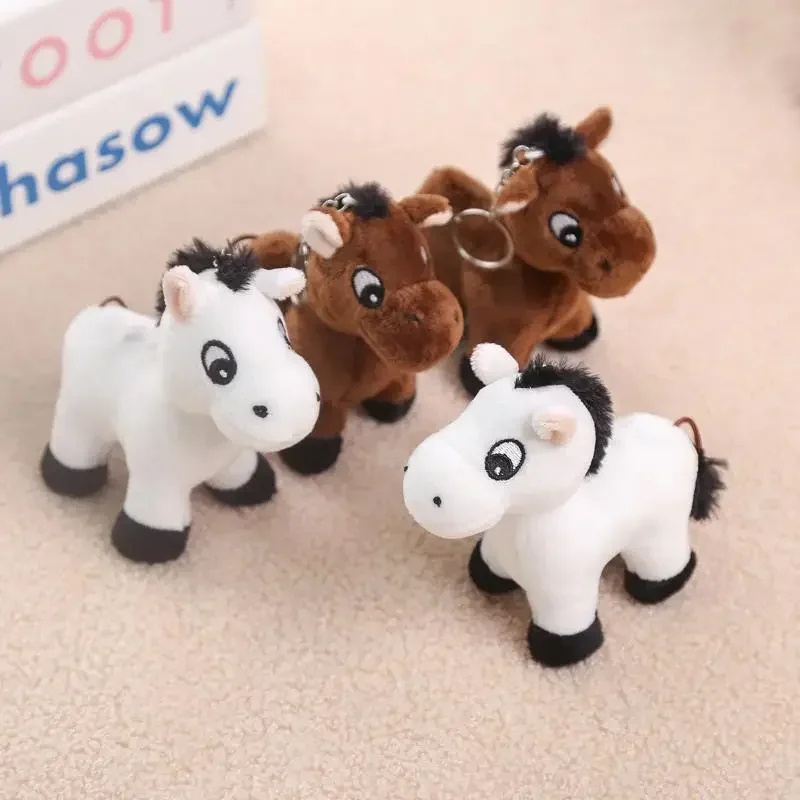 1 pçs dos desenhos animados pônei pingente de pelúcia animal cavalo brinquedo chaveiro mochila ornamentos pendurado decoração