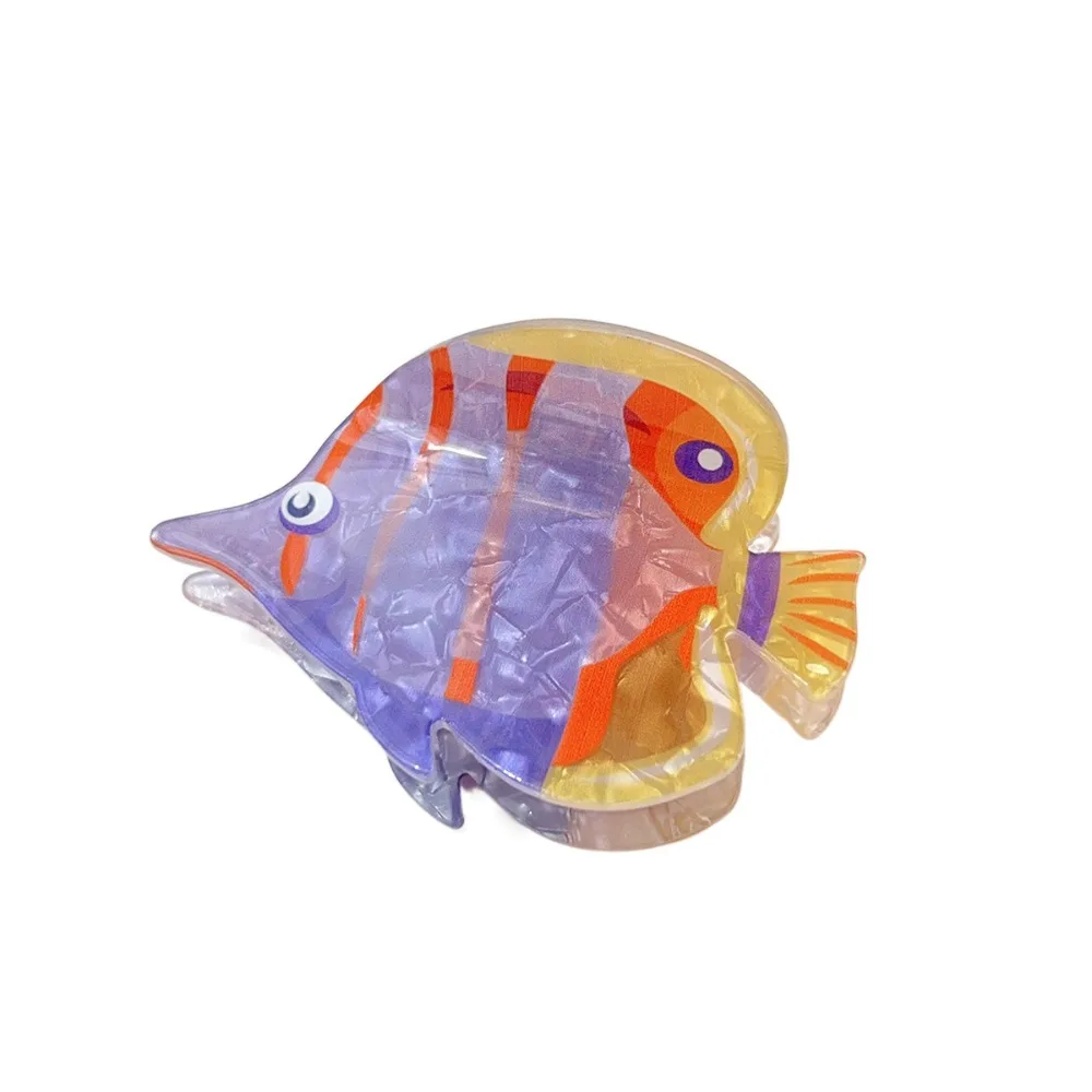 

Sweet Cartoon Fish Hair Claw Tropical Fish Ocean Series Large Shark Clip Contrast Color Headwear Acrylic Hair Claw Girls