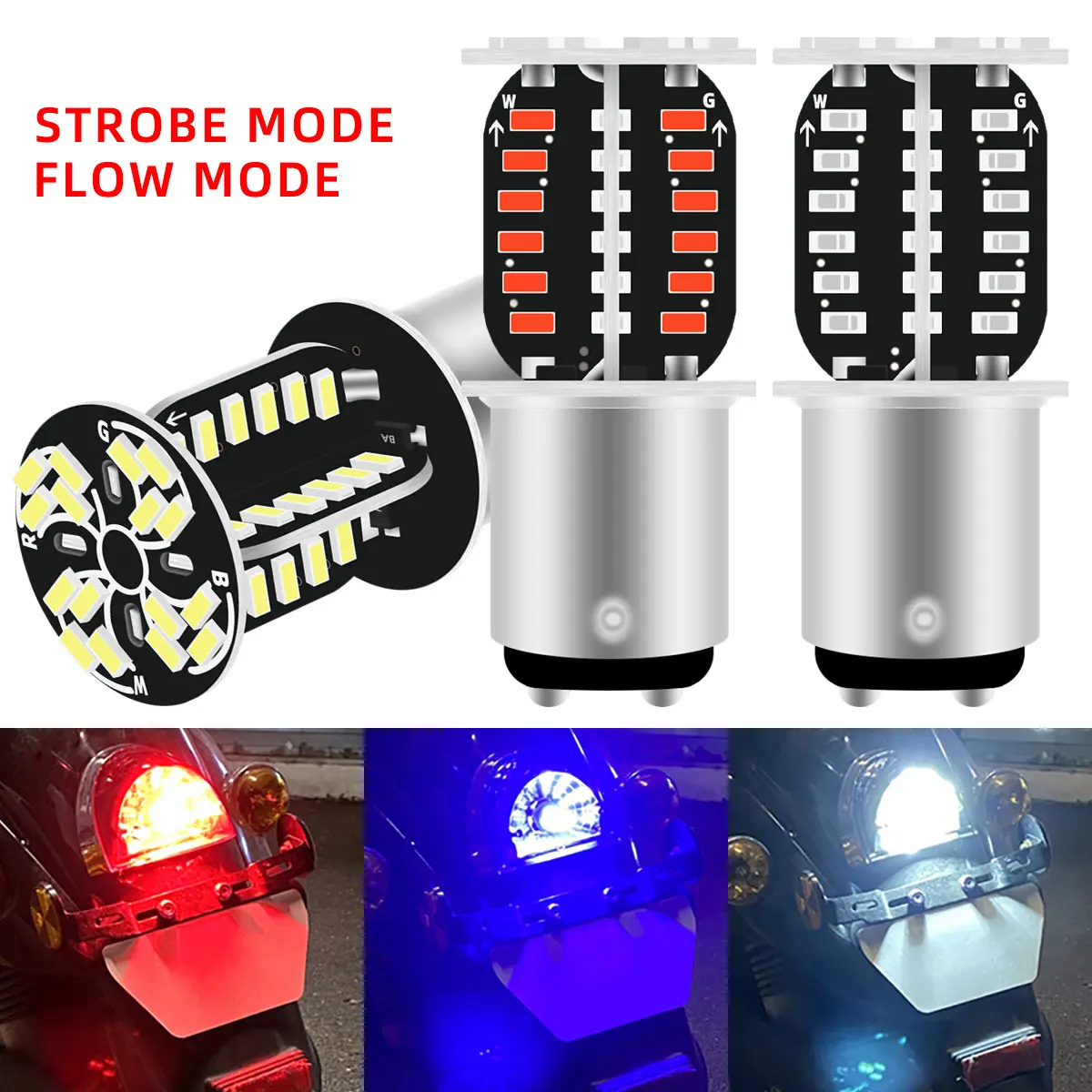 Motorcycle Strobe Led Brake Light 1157 BAY15D Led Super Bright 64pcs 3014SMD DRL Flash Reversing Stop Lamp Parking Tail Lamp