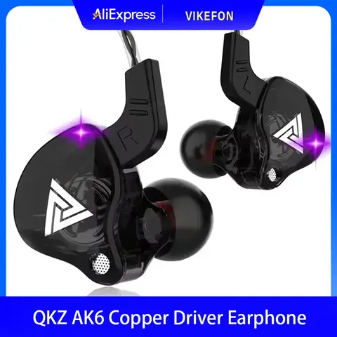 Original QKZ AK6 In Ear Earphone 6 Dynamic Driver Unit Headphone With Mic Stereo Sports HIFI Subwoofer Headset Monitor Earbuds