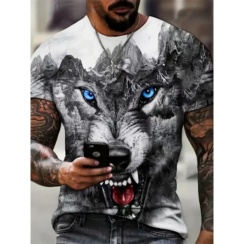 

Summer Men's T-Shirt Animal Wolf 3d Printed O Neck Fashion Streetwear Casual Short Sleeve Tops Tees Oversized Men Clothing