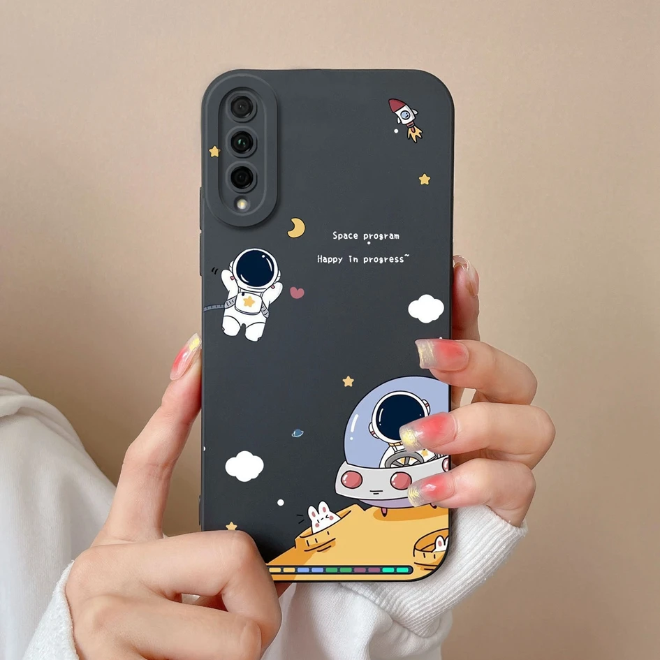 Phone Case For Huawei Y9s STK-L21 Back Cover Cute Bear Protective Liquid Soft Silicone TPU Matte Phone Bag For Huawei Y9 s Funda