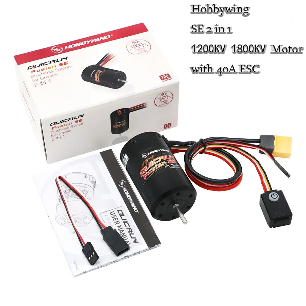 Hobbywing QuicRun Fusion SE 2-in-1 40A ESC Motor Combo 1200KV/1800KV for 1/10 RC Crawler Car