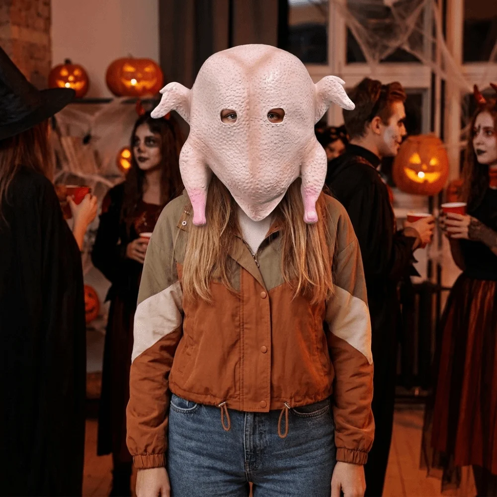 Realistic Turkey Chicken Latex Mask Novelty Funny Halloween Cosplay Masks Soft Animal Latex Headgear Cosplay Props