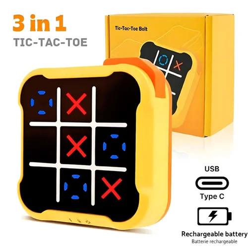 Juego de ajedrez con perno de TIC-TAC-TOE electrónico 3 en 1, rompecabezas multifuncional para niños, juguetes portátiles, juegos de mesa, regalos para niños