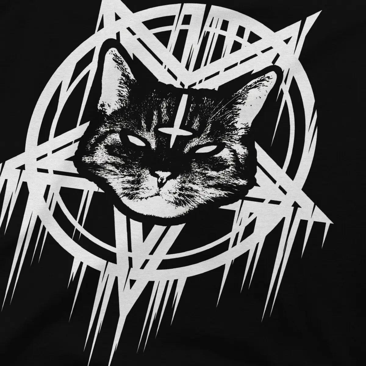 Satanic Black Metal Cat CATAN 666 Unique TShirt Baphomet Satan Lucifer Leisure T Shirt Hot Sale Stuff For Men Women