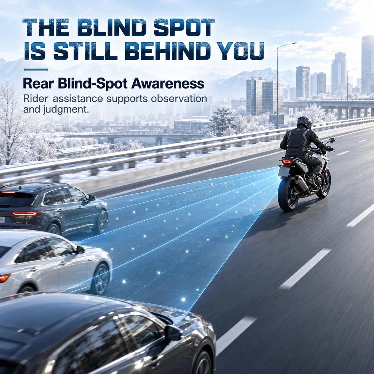 77GHz Motorcycle Rear Blind Spot Radar with Dual LED Indicators, BSD 8.4m LCA 50m Detection Up to 70m