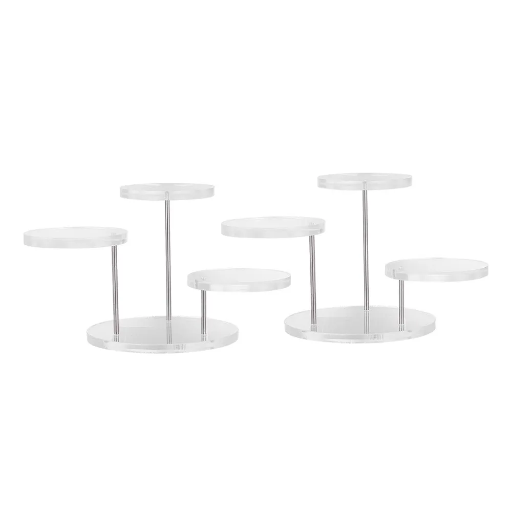 2Sets Clear Acrylic Ring Display Rack Multi Tier Circular Jewelry Stand Compact Space Saving for Retail Jewelry Store Home
