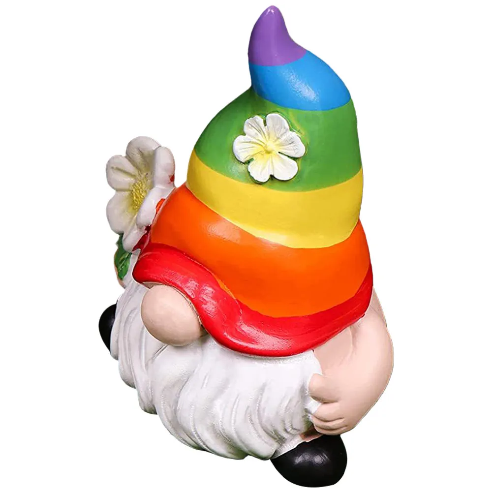 Garden Gnome Resin Statue Bright Colorful Cute Lawn Decor Outdoor Yard Patio Table Decorative Garden Ornament Adornment