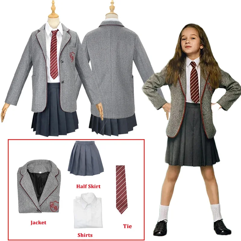 Matilda Costume Kids Roald Dahl’s Matilda The Musical Cosplay Costume Girl School Uniform Suit Halloween Party Outfit Clothes