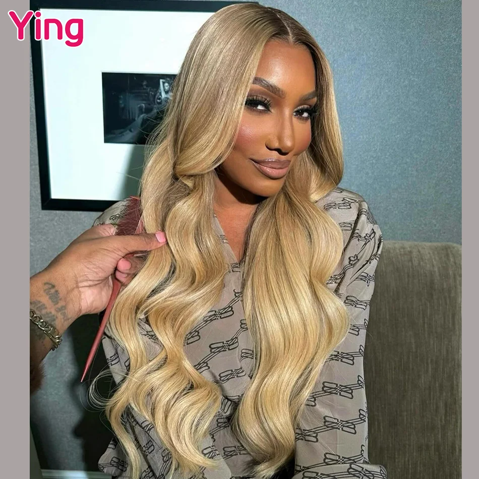 

Ying #27 Honey Blonde Body Wave 13x6 Transparent Lace Front Wig PrePlucked With Baby Hair 13x4 Lace Frontal Wigs For Black Women