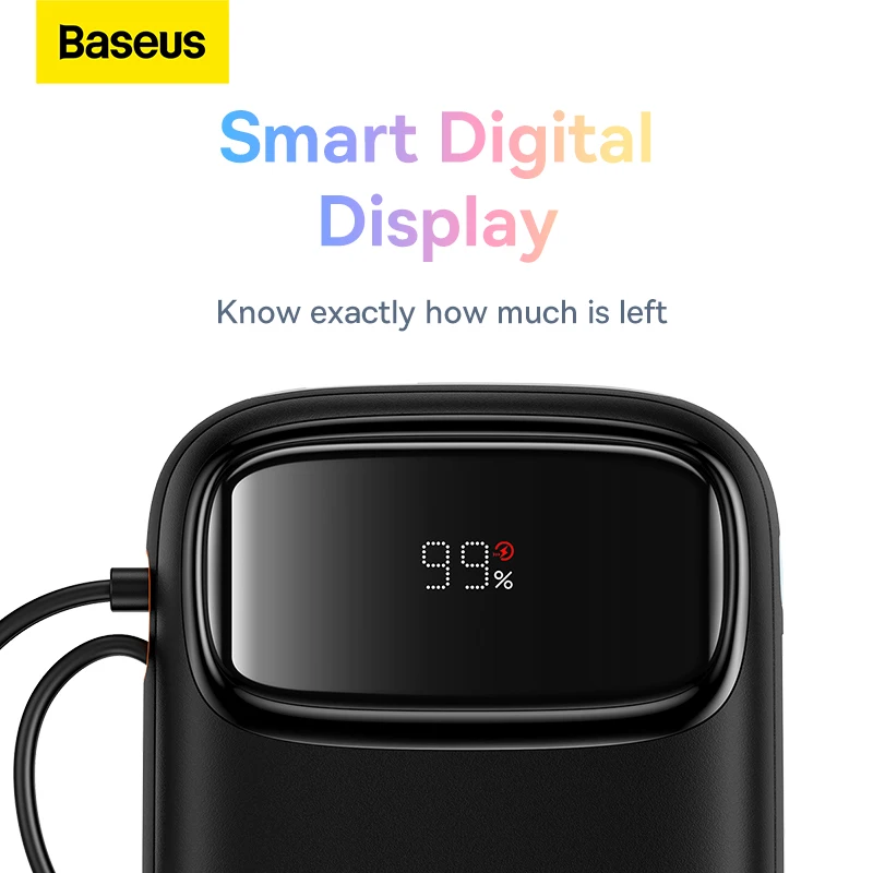 Baseus Power Bank 22.5w 10000mah Type-C Power Bank built-in wired digital display battery 20W suitable for iPhone 14 13 12 Pro