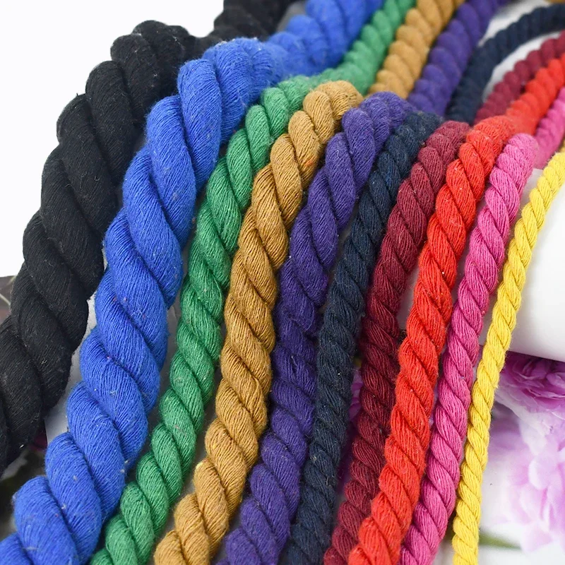 5M 5-20mm 3 Shares Twisted Cotton Cords for Bag Strap Macrame Cord Decoration Home Sewing Braided Rope Luggage Lanyard Accessory