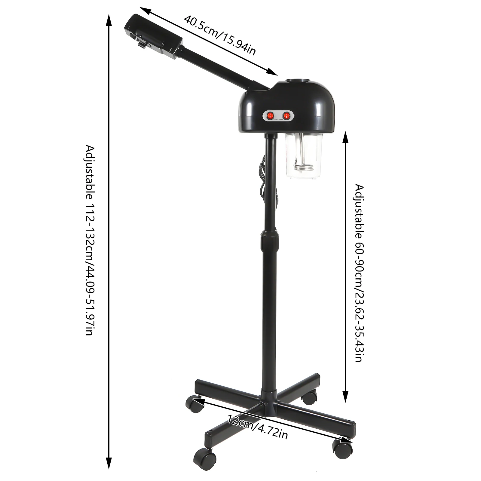 Pulvérisateur réglable en hauteur de vapeur faciale d'ozone de 750 ml 360 °   Équipement de soins de la peau mobile rotatif pour Salon de beauté Spa blanc/noir