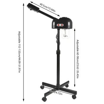 750ml ozonový napařovač na obličej, výškově nastavitelný rozprašovač, 360° otočný, pohyblivý přístroj na péči o pleť, pro salon krásy, lázně, bílá/černá 8 nejlepší prodej parník buydeem - №3