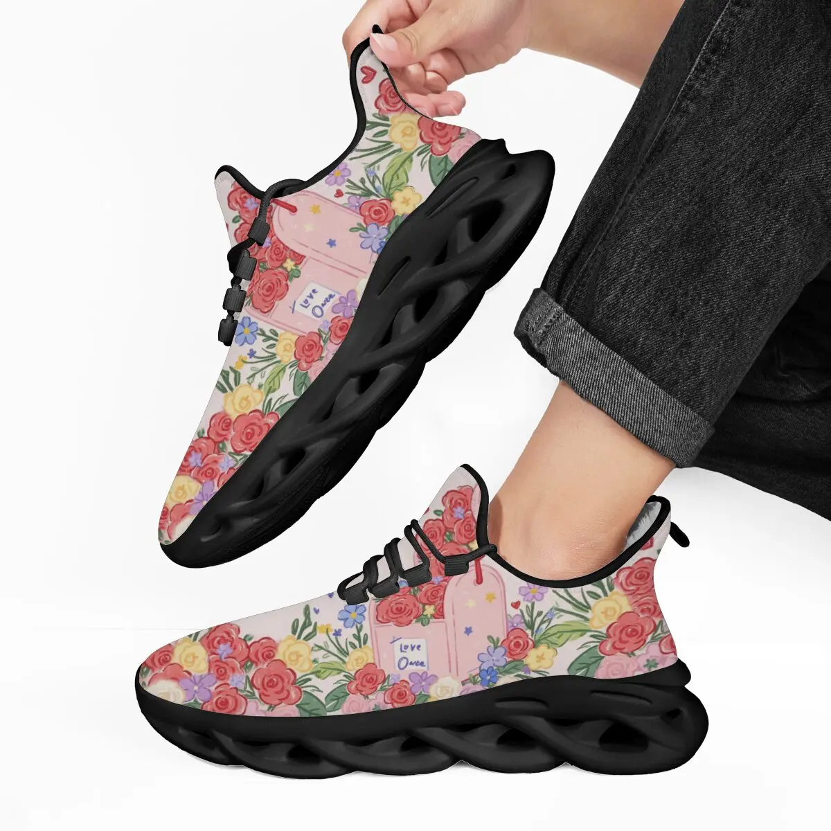 

Children's Casual Shoes Flat Fleece Lined Floral Mailbox Love Once Women's Sneakers with White Sole Winter Chunky Sneakers Kids