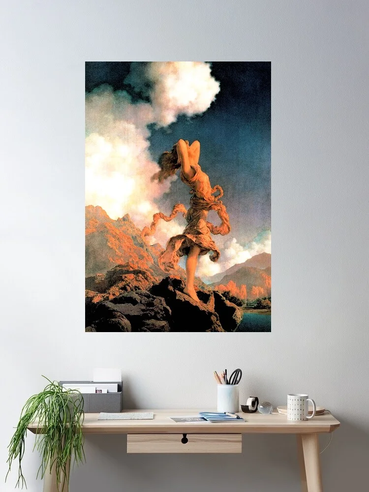 Maxfield Parrish Ecstasy Realism Romantic Artwork Woman Portrait Painting Cool , Art Picture Print Canvas Poster Home Wall Decor