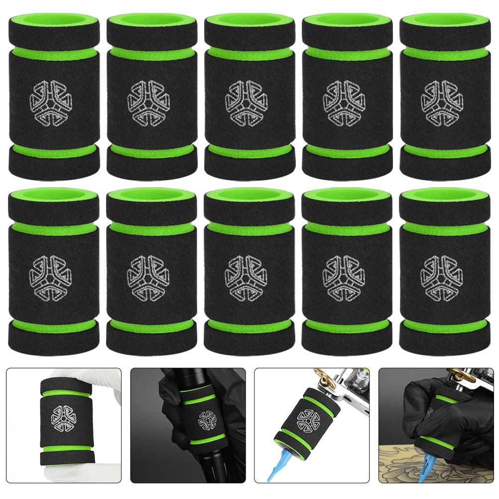 

10 Pcs Handle Cover Supple Sleeve Grip Protective Green Non-slip Universal Tattoos