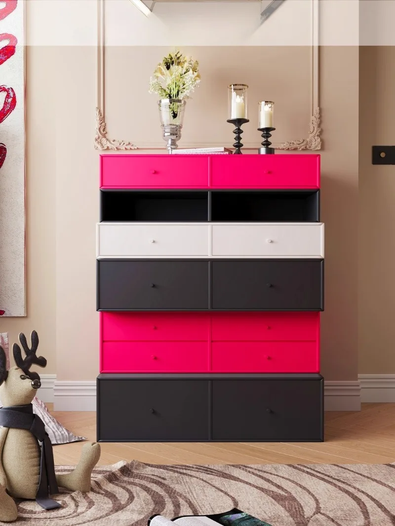 Bucket cabinet, dopamine panda stacking cabinet, cream wind, entrance cabinet against the wall