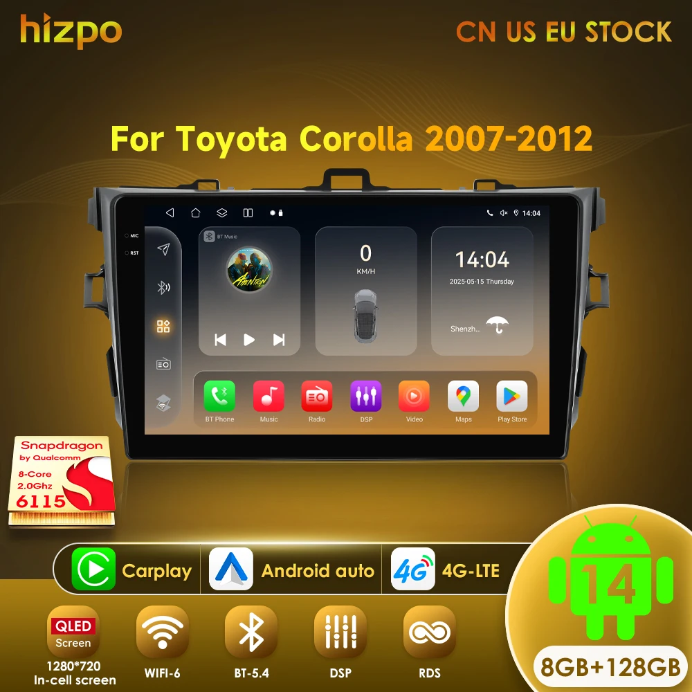 

Hizpo 9-дюймовый автомобильный стерео радио на базе Android для Toyota Corolla E140/150 2007 2008 2009 2010 2011 Мультимедийный плеер 2 Din Динамики без DVD