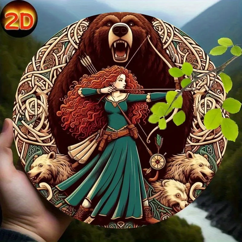مسطح ثنائي الأبعاد - قطعة واحدة 20.32 × 20.32 سم Merida'S Bravery & Freedom Iron Wall Art - تأثير ثنائي الأبعاد، طراز كلاسيكي، سهل التعليق لديكور المنزل في Liv #3