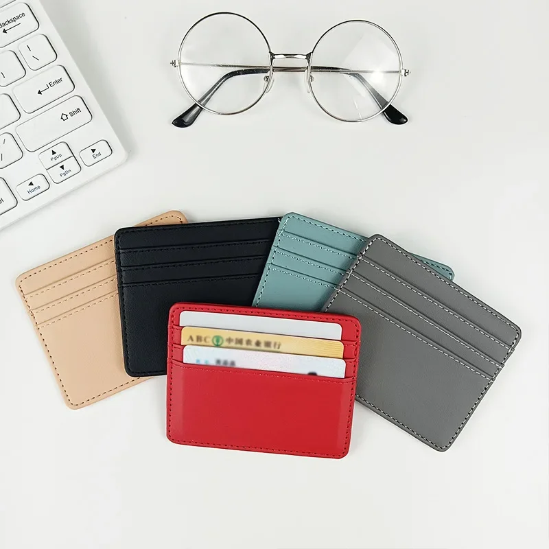 Modische Schlanke PU-Ausweishülle Kreditkartenhalter für Herren und Damen Mini-Kreditkarten- und Ausweishülle Geschenk – Detail 7