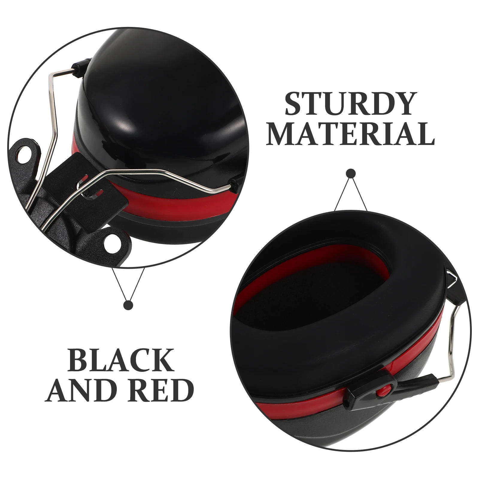 1 Pair Black Red Soundproof Earmuffs Noise Reduction Ear Protectors High Density Sponge Padded Comfortable Hearing Protection