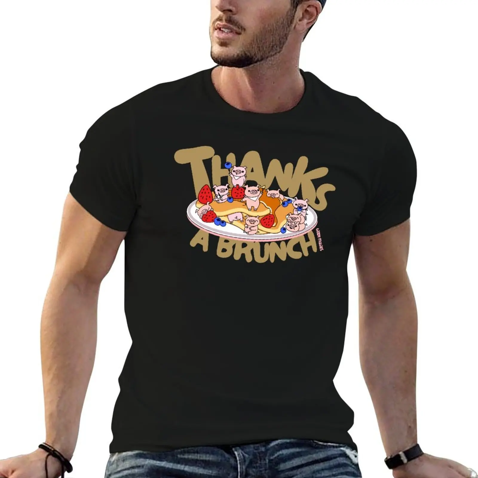 Giddy Piggies Thanks A Brunch T-Shirt man t shirt cotton t shirts for man graphic funny T-Shirt