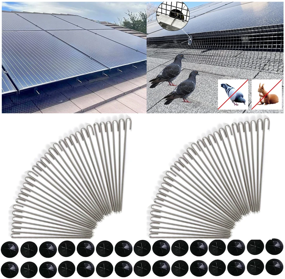 10/50/100/150/200/300pcs Solar Panel Bird Guard Fastener Clips,bird protection solar panels,Solar Panel Guard Clips