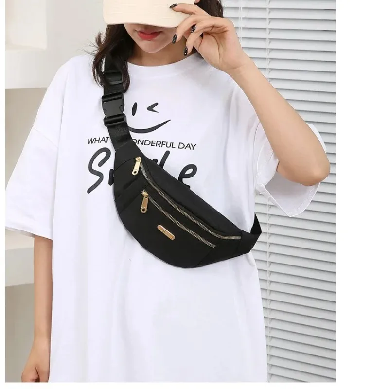 Women Korean Style Sports Messenger Bag Oxford Cloth Anti Splashing Multi Layer Shoulder Fanny Pack Casual Travel Crossbody Bag