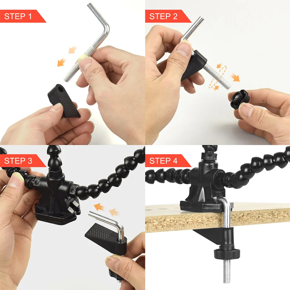 Desk Clamp Soldering Third Hand Tool 3/4/5 Pcs Flexible Arms PCB Holder Stand Solder Stand for Electronics Repair Jewelry Hobby