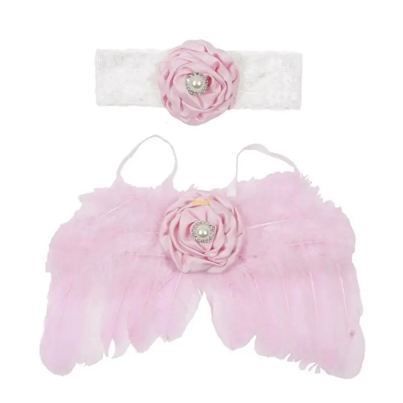 

Младенец фотосессии реквизит головной убор Ангел крыло новорожденный костюм для душа детский месяц празднование фото аксессуары