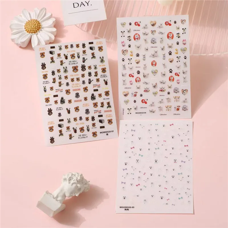 New Autumn Summer Spring Clearly Waterproof Nail Stickers Red Yellow Floral Design Decals Self-adhesive Nail Art Decorations