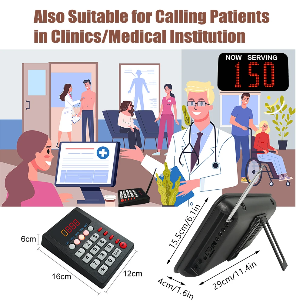 Wireless Calling System Number Keypad Caller Number Broadcast Management Queue System