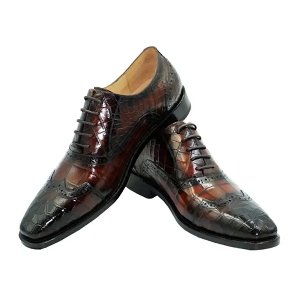 

hulangzhishi new male shoes Pure manual crocodile Men dress shoes formal shoes
