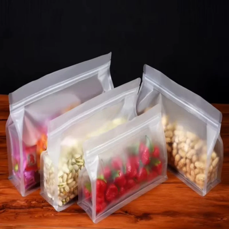 

50PCS Stand-up 3D Frosted Plastic Zipper Window Bag DIY Biscuit Snack Sugar Candy Nuts Tea Candy Child Gifts Packaging Pouches