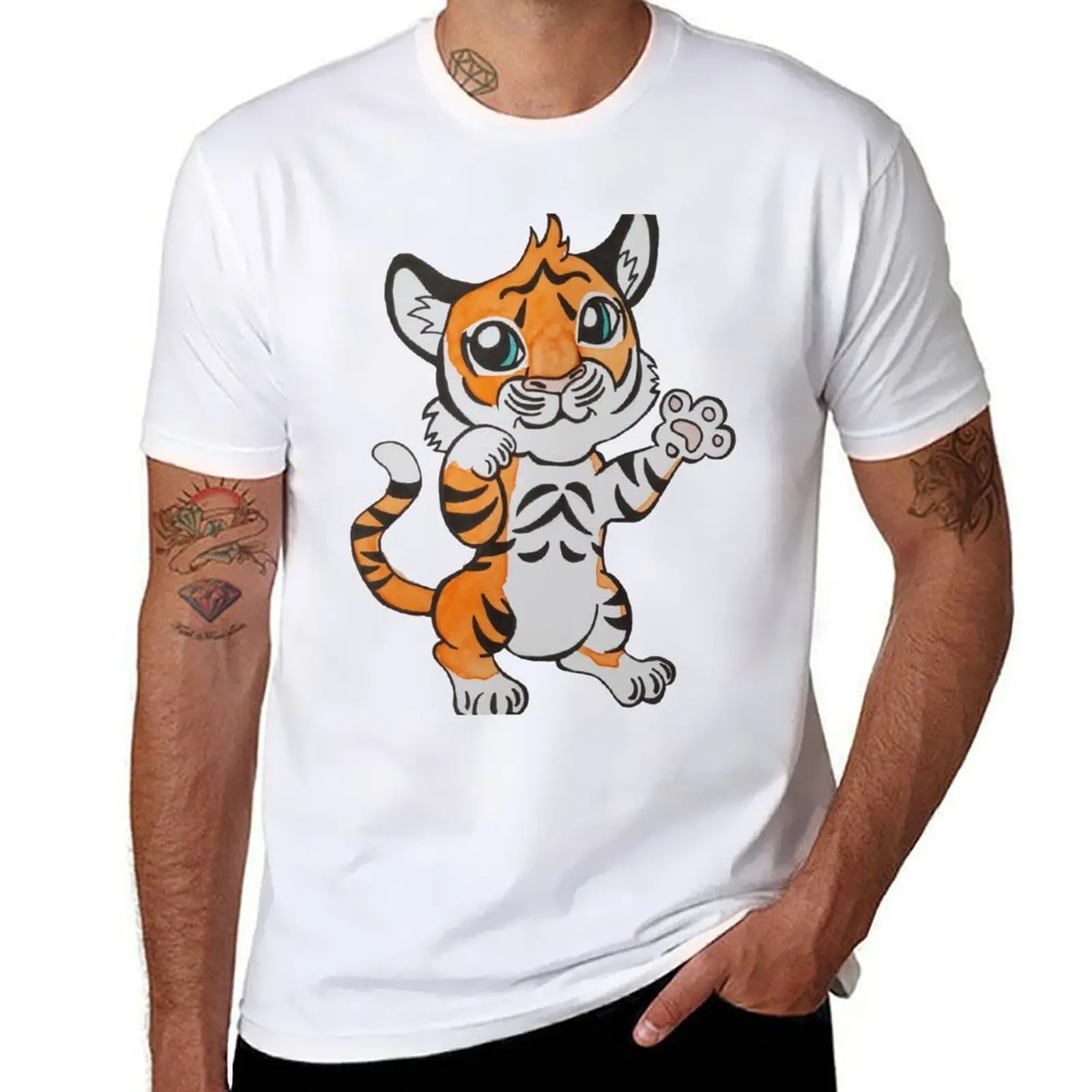 

Tiger (Watercolor) T-Shirt graphic t shirts for man cotton tshirt 100% T-Shirt