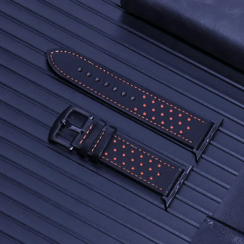 Cinturino in pelle per cinturino Apple watch 45mm 44mm Ultra2 49mm 40mm 42mm 38/41mm 44 45mm Retro bracciale iWatch serie 9 8 7 4 5 6 3 se