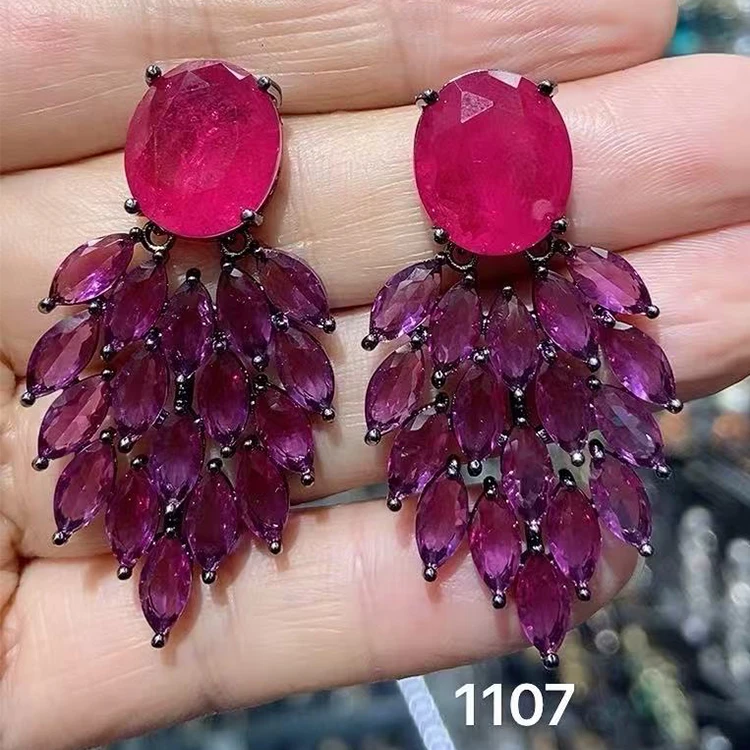 

Red & Purple Cubic Zirconia Chandelier Earrings Teardrop Tassel Statement Drop Earrings green white jewelry