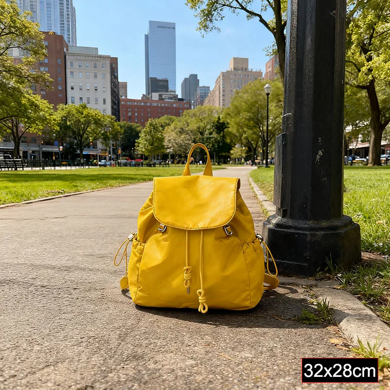 

Student Plaid Dstring Large Capacity Backpack Commuter Versatile Nylon Bookbag Lightweight Casual 2026 Summer Buet Bag